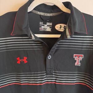 Mens Texas Tech University Under Armour Black/Red/White Performance Polo Sz Med